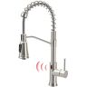 matrix decor Single Handle Touchless Deck Mount Gooseneck Pull Down Sprayer Kitchen Faucet with Handles in Brushed Nickel