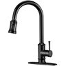 Single Handle Pull-Down Sprayer Kitchen Faucet with Flexible and Power Clean in Matte Black