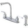 Kingston Centurion 2-Handle Standard Kitchen Faucet and Sprayer in Polished Chrome