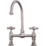 Barclay Products Harding Two Handle Bridge Kitchen Faucet with Cross Handles in Brushed Nickel