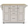 HOMESTYLES Create-a-Cart White Kitchen Cart with Natural Wood Top