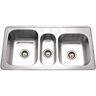 HOUZER Premiere Gourmet Series Topmount Stainless Steel Triple Bowl Kitchen Sink, 4-Hole, PGT-4322-1