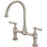 Barclay Products Harding Two Handle Bridge Kitchen Faucet with Lever Handles in Brushed Nickel