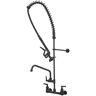 BWE Commercial Restaurant Wall Mount Double Handle Pull Down Sprayer Kitchen Faucet Pre-Rinse Utility in Matte Black