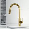 VIGO Hart Arched Single Handle Pull-Down Spout Kitchen Faucet Matte Brushed Gold