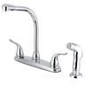 Kingston Yosemite 2-Handle Deck Mount Centerset Kitchen Faucets with Side Sprayer in Polished Chrome