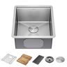 Delta Lorelai 16-Gauge Stainless Steel 17 in. Single Bowl Undermount Workstation Bar Preparation Kitchen Sink with Accessories