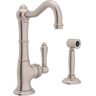 ROHL Country Single-Handle Standard Kitchen Faucet with Side Sprayer in Satin Nickel