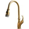 Lukvuzo Luxurious Single Handle Pull Down Sprayer Kitchen Faucet with Pull Out Spray Wand High-Arc Zinc in Gold