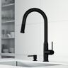 VIGO Hart Arched Single Handle Pull-Down Spout Kitchen Faucet Set with Soap Dispenser in Matte Black