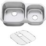 KOHLER Undertone Preserve Undermount Scratch-Resistant Stainless Steel 35 in. Offset Double Bowl Kitchen Sink with Basin Rack