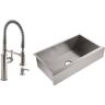 KOHLER Lyric Farmhouse Apron-Front 18ga. Stainless Steel 34 in. Single Bowl Kitchen Sink with Sous Kitchen Faucet