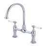 Barclay Products Harding Two Handle Bridge Kitchen Faucet with Porcelain Lever Handles in Polished Chrome