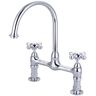 Barclay Products Harding Two Handle Bridge Kitchen Faucet with Button Cross Handles in Polished Chrome