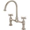 Barclay Products Harding Two Handle Bridge Kitchen Faucet with Button Cross Handles in Brushed Nickel