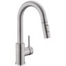 matrix decor Single Handle Pull Down Sprayer Kitchen Faucet with Advanced Spray, Pull Out Spray Wand in Brushed Nickel