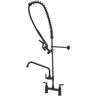BWE Commercial Restaurant Double Handles Deck Mount Pre-Rinse Pull Down Sprayer Kitchen Faucet Space Saver in Matte Black