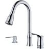 Karran Hillwood Single Handle Pull Down Sprayer Kitchen Faucet with Matching Soap Dispenser in Chrome