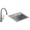 KOHLER Lyric 18 Gauge Stainless Steel 15 in. 1-Hole Dual Mount Bar Sink with Simplice Faucet