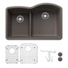 Blanco Diamond 32 in. Undermount Double Bowl Volcano Gray Granite Composite Kitchen Sink Kit with Accessories