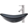 Vessel Sink in Grey with Faucet in Brushed Nickel