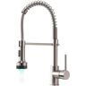 Single Handle Pull Down Sprayer Kitchen Faucet with 360° Rotation and LED Light in Brushed Nickel