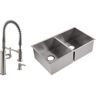 KOHLER Lyric Undermount Stainless Steel 32 in. Double Bowl Kitchen Sink with Sous Kitchen Faucet