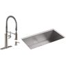 KOHLER Lyric Undermount Stainless Steel 32 in. Single Bowl Kitchen Sink with Sous Faucet in Vibrant Stainless