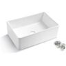 Kingsman Hardware Kingsman White Fireclay 30 in. Single Bowl Farmhouse Apron Reversible Kitchen Sink with Strainer