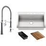 KOHLER Lyric Workstation 33 in. Dual Mount Stainless Steel Single Bowl Kitchen Sink with Sous Semi Pro Kitchen Faucet