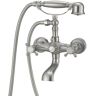 BWE 3-Handle Vintage Claw Foot Tub Faucet with Telephone Shaped Hand Shower Old Style Spigot Hand Shower in Brushed Nickel