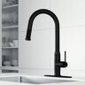 VIGO Hart Arched Kitchen Single Handle Pull-Down Spout Kitchen Faucet Set with Deck Plate in Matte Black