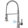 matrix decor Single Handle Touchless Deck Mount Gooseneck Pull Down Sprayer Kitchen Faucet with Handles in Brushed Nickel