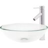 Vessel Sink in Clear with Faucet in Chrome