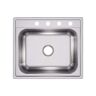 Elkay 25in. Drop-in 1 Bowl 20 Gauge  Stainless Steel Sink Only and No Accessories