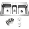 HOUZER Premiere Gourmet Series Topmount Stainless Steel 41 in. 4-Hole Triple Bowl Kitchen Sink with Accessory Combo Pack