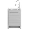 Glacier Bay All-In-One Stainless Steel 24 in Laundry Sink with Faucet and Storage Cabinet in Cool Gray