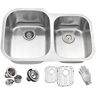 ANZZI MOORE Series Undermount Stainless Steel 32 in. 0-Hole Double Bowl Kitchen Sink