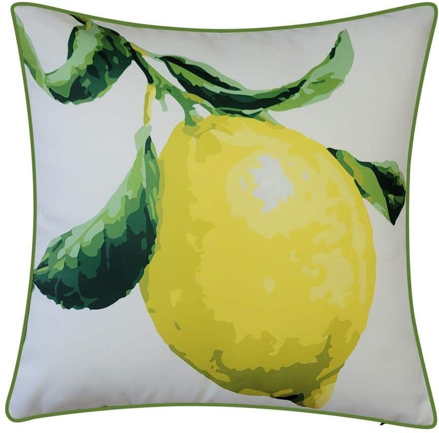 Multi-Colored Oversized Lemon Indoor/Outdoor 20 x 20 Decorative Throw Pillow