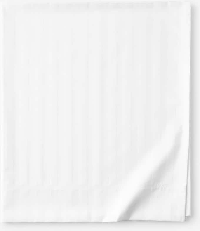 The Company Store Company Cotton Dobby Stripe Wrinkle-Free Sateen White Cotton King Flat Sheet