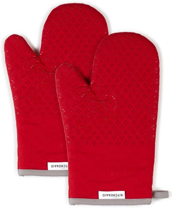 KitchenAid Asteroid Silicone Grip Red Oven Mitt (2-Pack)