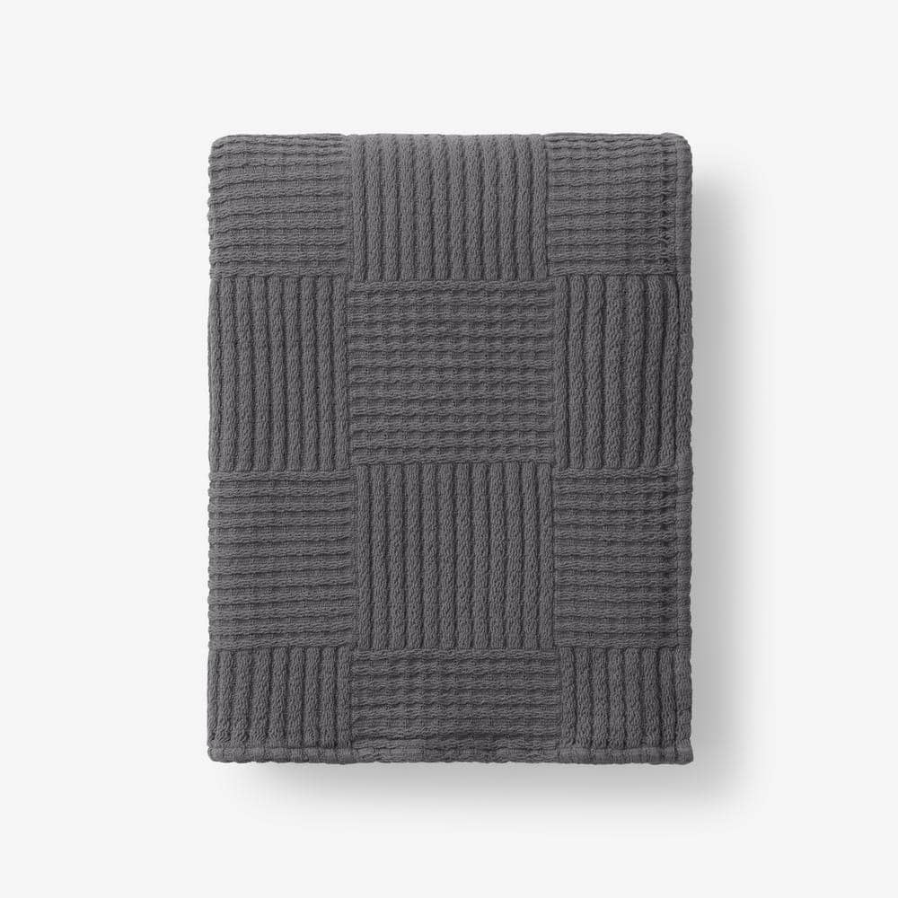The Company Store Large Basketweave Graphite Throw Blanket