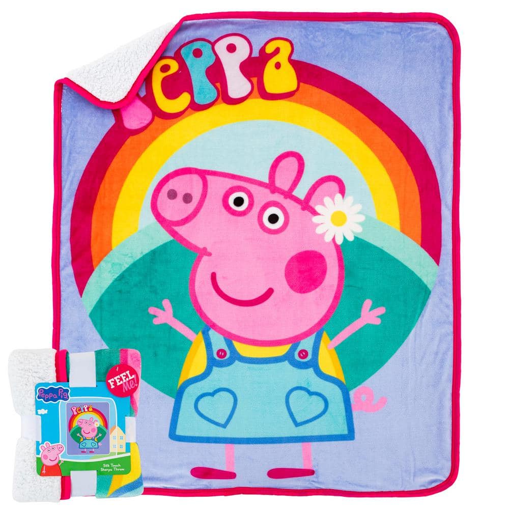 THE NORTHWEST GROUP Peppa Pig Flower Power Multi-Colored Silk Touch Multi-Colored Sherpa Throw Blanket