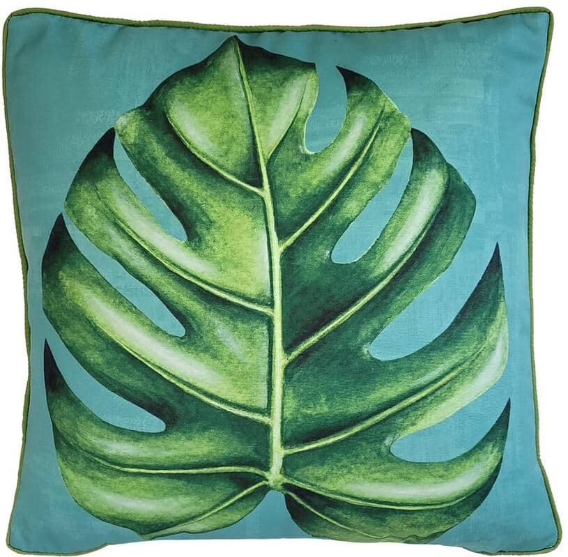 Multi-Colored Monstera Leaf Indoor/Outdoor 20 x 20 Decorative Throw Pillow