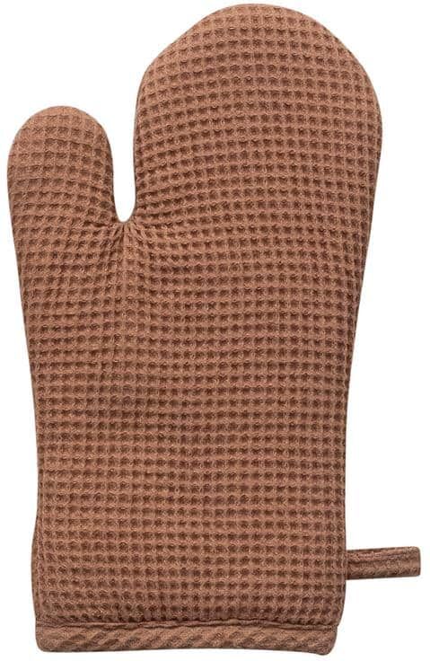 Storied Home Woven Linen and Cotton Terra-Cotta Orange Waffle Oven Mitt