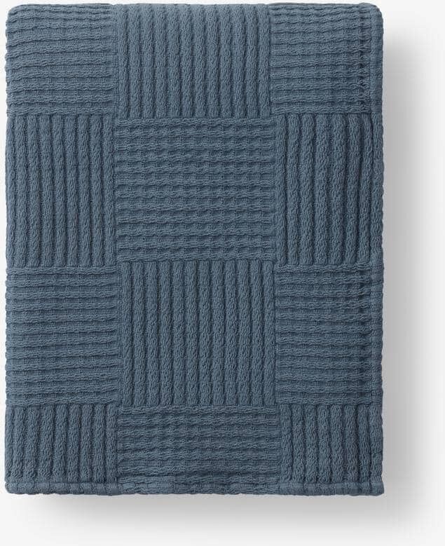 The Company Store Large Basketweave Sea Blue Throw Blanket