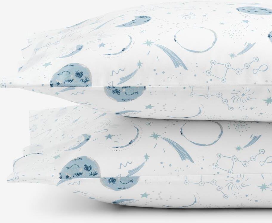 Company Kids by The Company Store Company Kids Night Sky Blue Multi Organic Cotton Percale Standard Pillowcase (Set of 2)