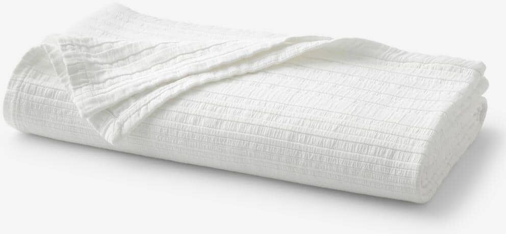 The Company Store Matera Stripe White Cotton King Blanket