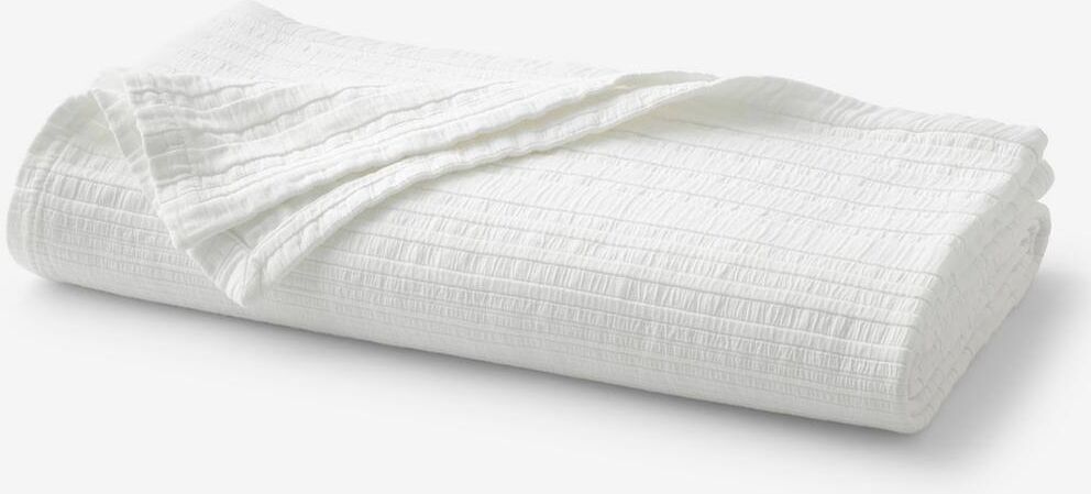 The Company Store Matera Stripe White Cotton Twin Blanket