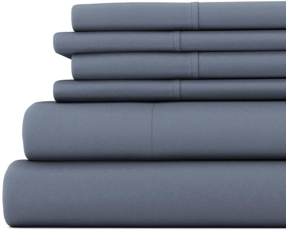 Becky Cameron 6-Piece Solid Stone King Bed Sheet Set